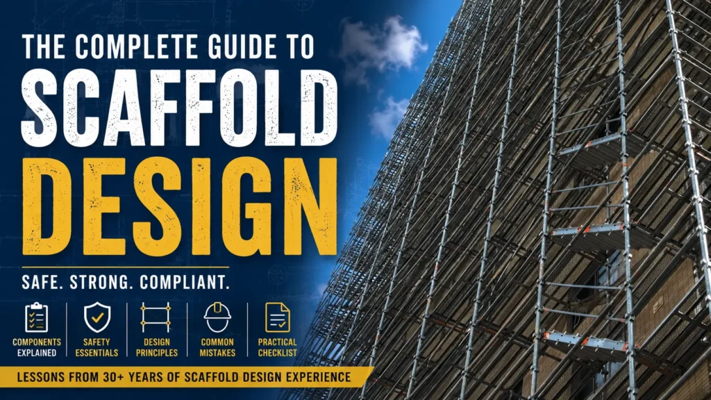 Scaffold design guide illustrating Japanese wedge-lock scaffolding and practical lessons learned from over 30 years of scaffold planning, drawing reviews, safety management, and construction support.