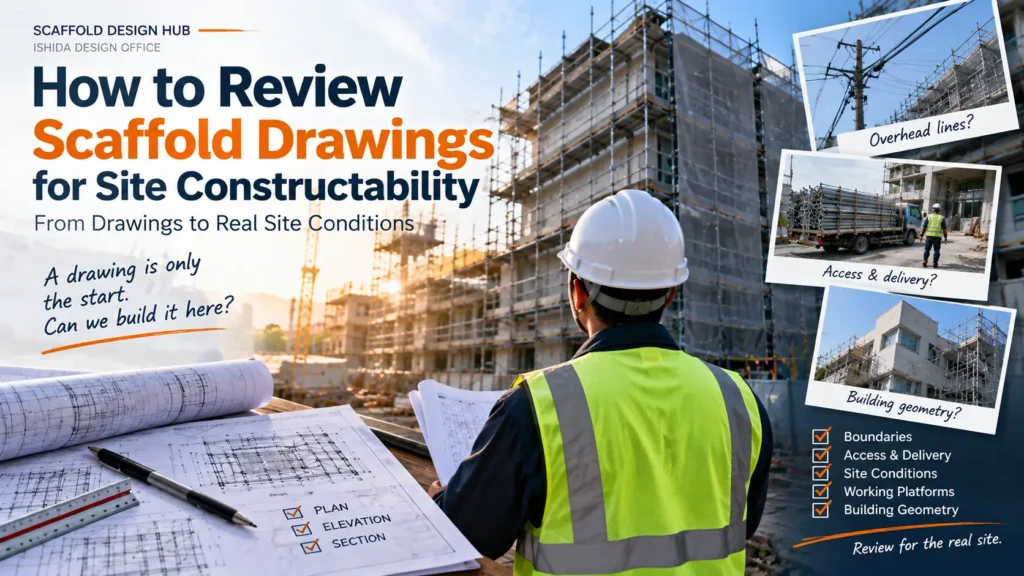 Scaffold drawing review for site constructability, access, boundaries and site conditions