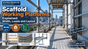 Scaffold working platform illustrating width, loads and layout considerations in scaffold design